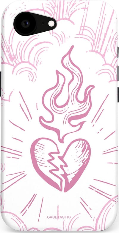 Casetastic Hoesje Geschikt voor Apple iPhone 16e Magsafe - Stijlvolle Beschermende Duo-layer Case - Roze Liefdesvlam