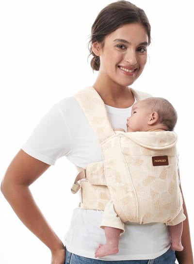 Babydrager Pasgeborenen - Draagzak Draagdoek - Veilig Dragen - Ergonomische Neksteun - 3-11 kg - Geometrisch Grijs