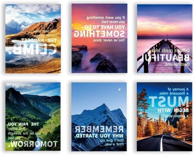 Motiverende Wanddecoratie - Inspirerende Posters - Kantoor Decoratie - Set van 6 - 8x10 Inch - Motiverende B2