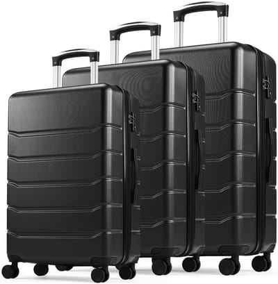 3-delige Kofferset 20”/24”/28” – Harde Reiskoffer Set met Cijferslot, Ritssluiting en 360° Wielen – Lichtgewicht Trolley Koffers