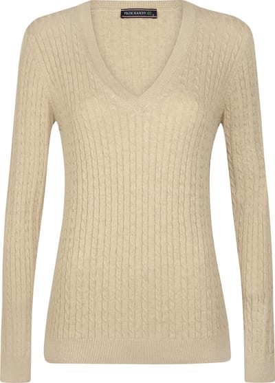 Felix Hardy V-Neck - V Trui - Kabeltrui - 100% Katoen Dames Beige - L