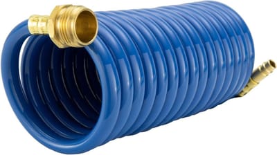 Doucheslang Opgerold - Buitenslang Camper - Buiten Douchen - Krimpt tot 9 inch - 15 voet lengte - Blauw