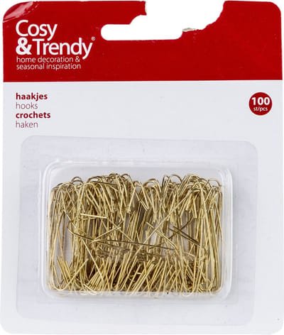 Cosy & Trendy Kerstbalhaakjes - 100x - Goud - 4 cm - Kerstballen ophangen haakjes