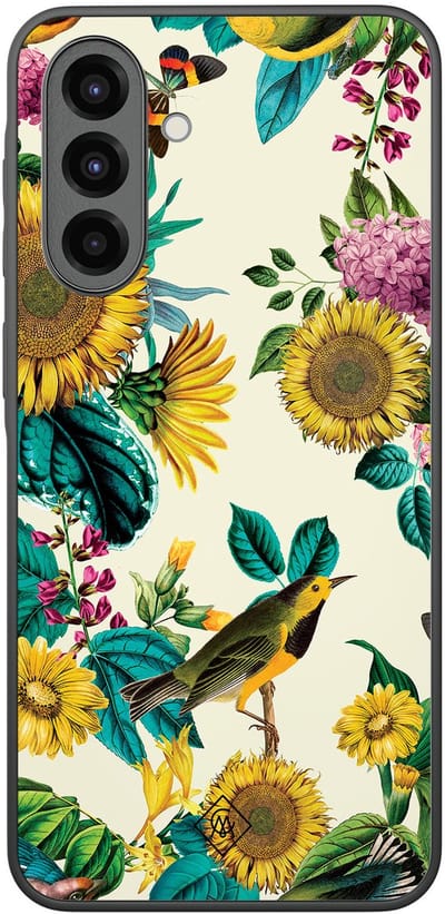 Casimoda® hoesje - Geschikt voor Samsung Galaxy A36 - Zonnebloemen / Bloemen - Zwart TPU Backcover - Bloemen - Multi