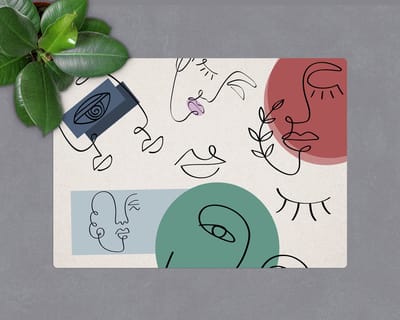 Coloray Vloerbeschermer - Kenmerken van een vrouwengezicht Vloerbeschermer Bureaustoel - 100x70 cm - Veelkleurig Vloerbeschermer Harde Vloer - Motif Vloerbeschermer - Mótif Vloerbeschermer - Rechthoekige Mat - Deel Thema