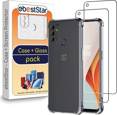 ebestStar - Hoes geschikt voor OnePlus Nord N100, Silicone Slim Cover Case, Versterkte Hoeken en Randen hoesje, Transparant + Gehard Glas x2