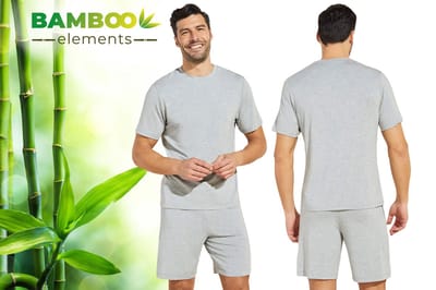 Bamboo Elements – Pyjama Heren – Shortama Heren – Grijs M - Pyjama Heren Volwassenen – Shortama’s – Pyjama Set