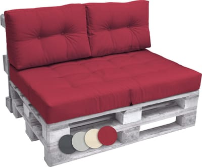 Beautissu Elements – Palletkussen Set – 1x Zitkussen 120x80 cm & 2x Rugkussen 60x40 cm – Rood