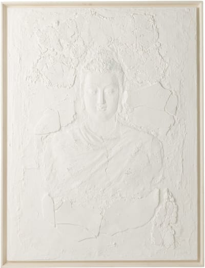 J-Line schilderij Plaster Buddha - hout - wit