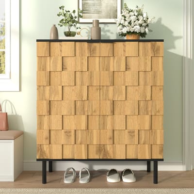 VVBV Schoenenkast - Verstelbare Planken, Voor Hal/Entree - Hout/Metaal - Voor Hal en Entree
