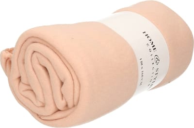 H&S Collection Fleece deken - polyester - koraal roze - 130 x 160 cm