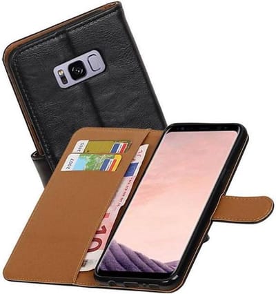 Zakelijke Book Case Telefoonhoesje Geschikt voor de Samsung Galaxy S8 Plus - Portemonnee Hoesje - Pasjeshouder Wallet Case - Zwart