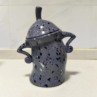 Bus met Attitude Creatieve Vorkvormige Taille Potten met Deksel Europese Stijl Retro Gevlekte Beker Voedselblikken Keuken Opbergpotten gray