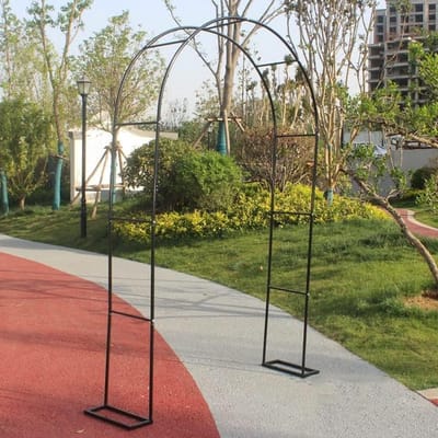 Metalen Tuinboog - Rozenboog - Decoratieve Tuininrichting - Stabiele Vierkante Basis - 2.4 x 2.2 m - Wit