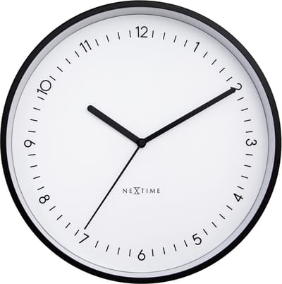 NeXtime Berlin – Wandklok – 30 cm – Aluminium – Zwart/Wit – Stil