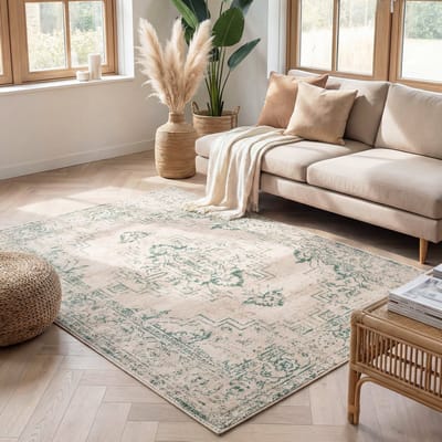 Fraai Vintage vloerkleed - Spring Ethnic Creme/Groen - 280x380cm