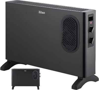 Elektrische Convector - Ventilator Kachel - Ruimte Verwarmen - Traploze Thermostaat - 52 x 20 x 36 cm - Zwart