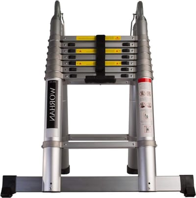 Dubbele Telescoopladder - Opvouwbare Ladder A-Frame - Klusjes Binnen Buiten - Verstevigd Aluminium - 5.6 Meter - Aluminium