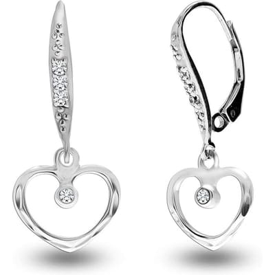 Dames Hart Oorbellen in 925 Sterling Zilver met Cubic Zirconia BIPE064
