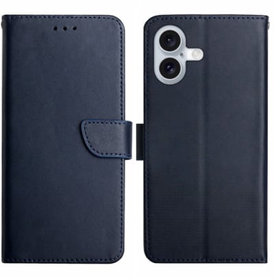 Coverup Hoesje - Geschikt voor iPhone 17 Hoesje - Coverup Genuine Leather Book Case - Echt Leder - Blauw