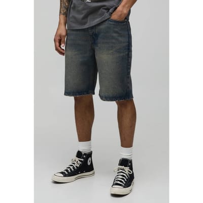Relaxed Getinte Denim Shorts | Light Brown | Size 42