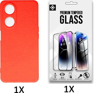 Casemania Hoesje Geschikt voor Oppo A58 4G Rood & Glazen Screenprotector - Siliconen Back Cover