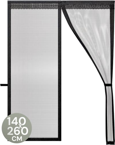 O'DADDY® Deurgordijn Deluxe FIBER - Magnetisch Vliegengordijn - Voor Nieuwbouw en Standaard Deuren - Eenvoudige Installatie - Deurhor Zwart - 140x260 cm