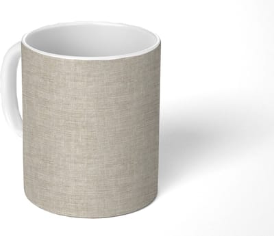 Mok - Koffiemok - Linnen - Textuur - Beige - Mokken - 350 ML - Beker - Koffiemokken - Theemok