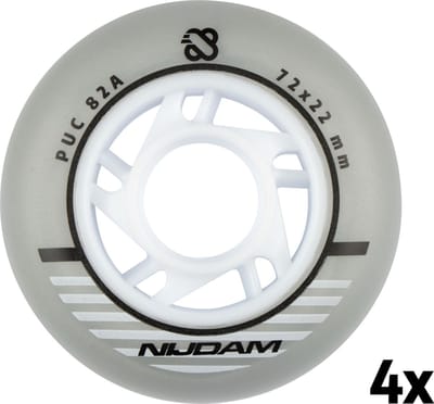 Nijdam Inline Skate Wielen - 72x24 mm - 4st - Zilver/Wit
