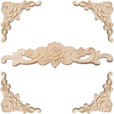 Allecto Plus - Houten ornamenten set van 5 stuks voor meubels en wanddecoratie