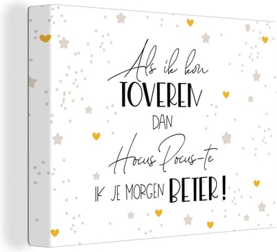 Canvas Schilderij Beterschap - Quote - Sterren - Toveren - 40x30 cm - Wanddecoratie