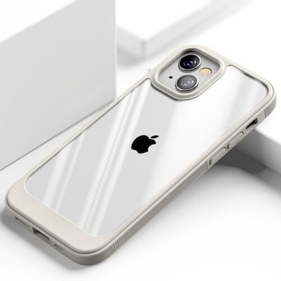 ShieldCase telefoonhoesje geschikt voor Apple iPhone 13 hoesje TPU met rand - beige/transparant - Shockproof hoesje - Extra robuuste rand - Beschermhoesje - Shockproof Hardcase - Siliconen bumper