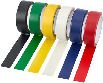 Dailygoods- Vloermarkeringstape 6 Rollen - Zelfklevend - PVC - 3 cm x 1,6 m - 6 Kleuren - Veiligheidsband voor Werkplaats - Markeertape