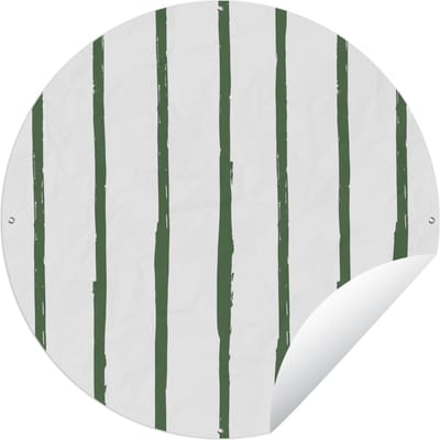 Tuincirkel Strepen - Abstract - Groen - Wit - 60x60 cm - Ronde Tuinposter - Buiten