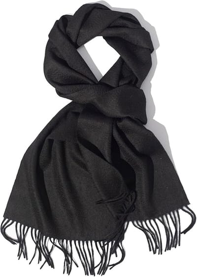 Wol Cashmere Sjaal - 200x70cm - Effen Kleur Zwart - Herfst Winter - Dames Heren