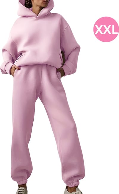 Bovista Joggingpak Dames - Huispak - Trainingspak - Volwassenen - Capuchon - Jogging Pak - Joggingspak - Roze - Maat XXL