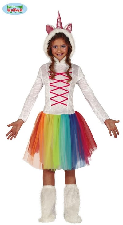 Fiestas Guirca - Unicorn jurk 7-9 jaar - Carnavalskleding - Carnaval - carnavalskleding 2027 - Carnaval kostuum
