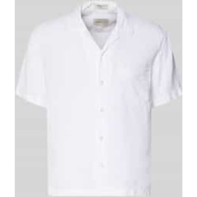 regular fit linnen overhemd met borstzak en labelstitching