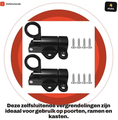 Dailygoods- Vergrendelingen 2/4 Stuks - Zelfsluitende Vergrendeling - Aluminium Schuifvergrendeling - Veerboutvergrendeling - Hole-Punch Installatie - Hoogwaardige Aluminiumlegering - Deurslot