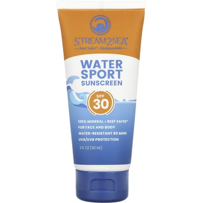 Stream2Sea, Zonnebrandcrème voor Watersporten, SPF 30, Geurloos, 3 fl oz (90 ml)
