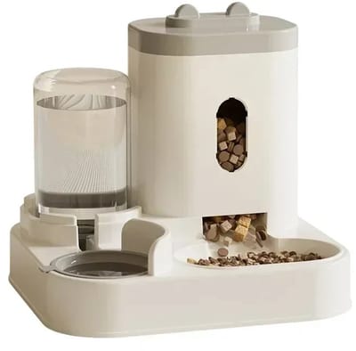 Mila Shop Automatische voerbak voor katten - Voederbak automatisch katten - Automatische waterdispenser -Drinkbak - Droog/nat scheiding - 27x23x27cm