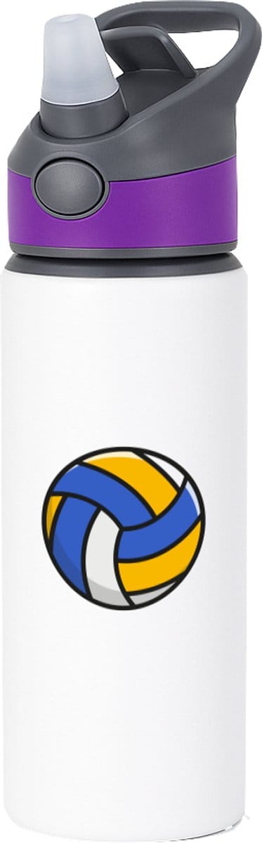 Hacebo® - Volleyballen waterfles met rietje paars - Volleybal - Volleyballers - Balsport - sporten - water fles - 650ML