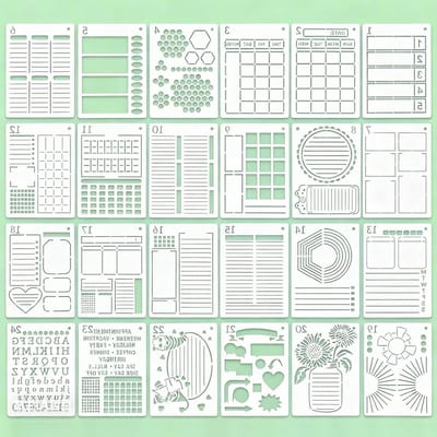 Herbruikbare Schrijf- en Schilderaccessoires voor Notebooks, Verzamelalbums en DIY Projecten - 24 Stuks Templates in Wit