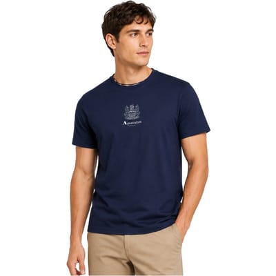 Aquascutum Heren Logo Crew Neck Regular T-shirt (Marine)