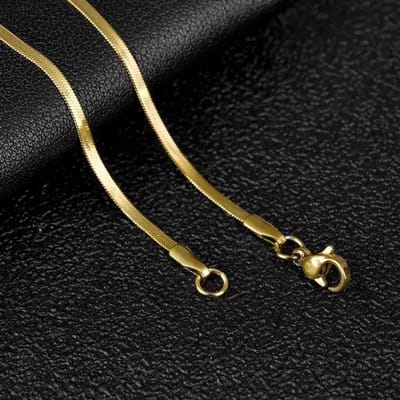 Ketting - Platte Slangenketting in Goudkleurig staal -2mm -50cm -Staal
