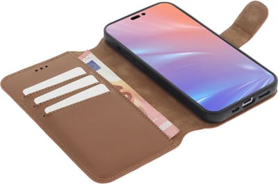 Minim 2-in-1 Apple iPhone 14 Pro Hoesje Book Case en Back Cover Bruin