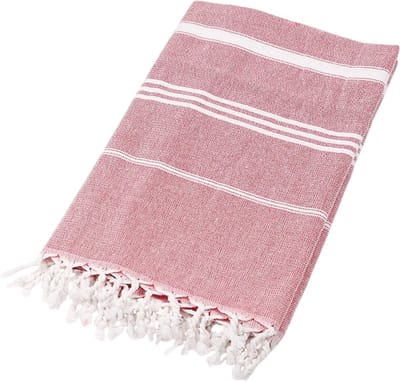 Snel Droog Strandlaken XXL – 100% Katoen, Hoog Absorberend & Zandvrij Bad- en Reishanddoek, Lichtgewicht Grote Strandhanddoek, Strandlaken voor Strand en Reizen - Rood