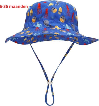 Livano Zonnehoed - Reishoed - UV Beschermende Hoed - Bucket Hat - Festival - Pet - Hoedje Voor Baby - Hoofdbescherming - Octopus - 3-36 Maanden