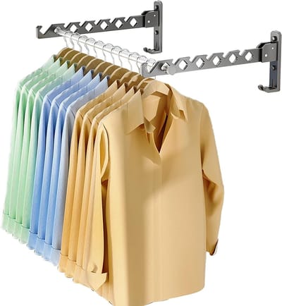 Vouwbare Wandgemonteerde Kledinghangers - Aluminium Droogrek met 40cm Hangbalk voor Badkamer, Slaapkamer en Hotelgebruik, Compact en Ruimtebesparend