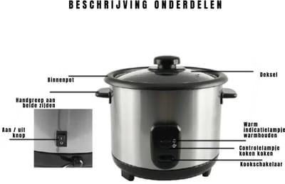 RUX®Stoompan - Incl, Rijstlepel - Maatbeker En Beschermkoker - Roestvrij Staal - 26cm x 26cm x 25cm